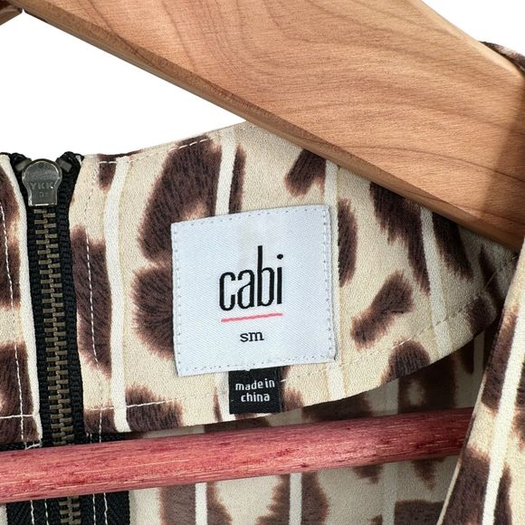 Cabi Top Size Small Women’s Leopard Ginger Bow Sleeveless Tank Shell Tan Brown - Picture 6 of 9